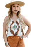 White V Neck Aztec Pattern Sweater Vest