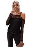 Polka Dot Cold Shoulder Long Sleeves Top