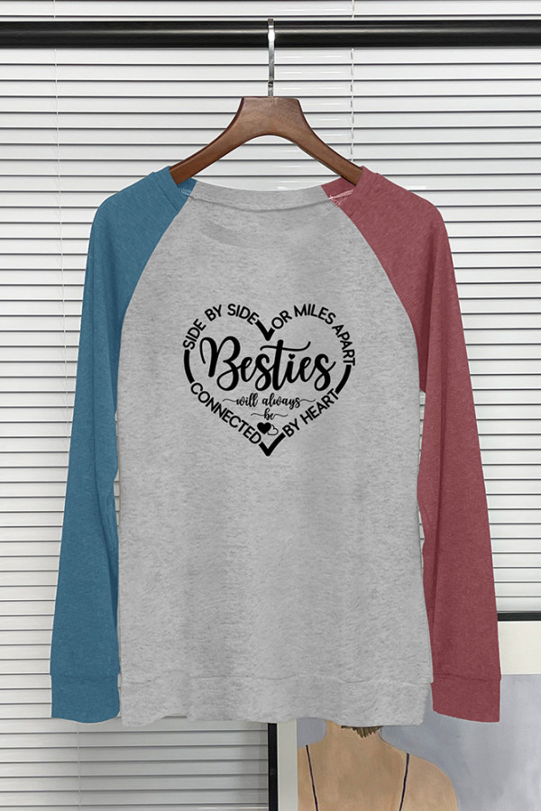 Besties/Best Friends Printed Long Sleeve Top Women UNISHE Wholesale