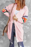 Pink Striped Balloon Sleeve Cardigan