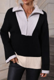Half Zipper Color Block Pullover Sweaters