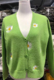 Daisy Pattern Buttons Front V-neck Cardigans UNISHE Wholesale