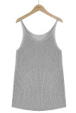 Color Block and Plain U Neck Knit Tank Top