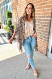 Mixed Colors Leopard Print Flowy Kimono