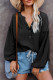 Black Casual Balloon Sleeve Crinkled Top
