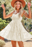 Beige Tiered Textured Babydoll Dress