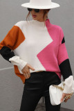 Wavy Knit Color Block Pullover Sweaters