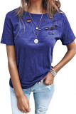 Blue Holes Crew Neck Cotton Mixed T-shirt