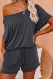 Gray Raglan Top and Shorts Knit Lounge Set