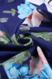 Blue Spring Fling Floral Striped Sleeve Short Dress for Kids