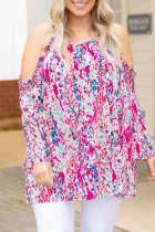 Floral Print Cold Shoulder Plus Size Top