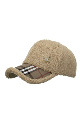 Plaid Contrast Fleece Baseball Hat MOQ 3pcs
