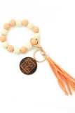 Mama Wooden Beads Tassel Key Ring MOQ 3pcs