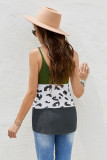 Green Colorblock Spotted Splicing Knit Tank