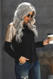 Sequin Shoulder Long Sleeve Top
