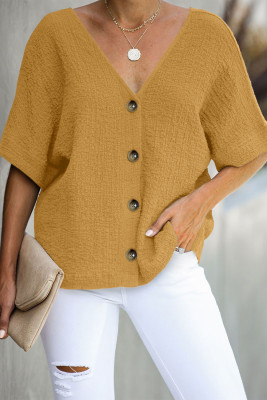 Yellow Soak It Up Cotton Button Down Blouse
