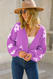 Floral Knit Short Length Sweater Cardigans