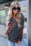 Black Leopard And Striped Color Block Top