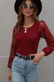Hollow Out Lace Sleeves Knit Sweaters