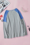 Gray Color Block Raglan Sleeve Top