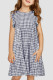 Black Girl's Plaid Print Ruffled Sleeveless Shift Mini Dress