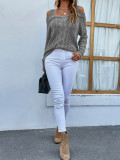 Cable Knit V Neck Strappy Sweaters