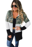 Army Camo Colorblock Hooded Cardigan