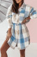 Long Length Open Button Plaid Jackets
