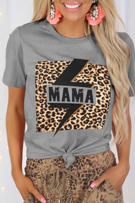 MAMA and Leopard Print Graphic Tees for Women UNISHE Wholesale Short Sleeve T shirts Top