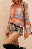 Multicolor Crochet Open Button Knit Cardigans