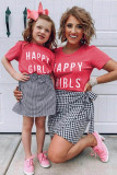 Mom HAPPY GIRLS Letters Print Family Matching Tee