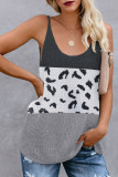Black Colorblock Spotted Splicing Knit Tank