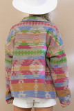 Lapel Button Up Aztec Jacket Coat
