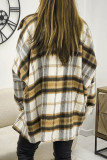 Plaid Lapel Button Shacket With Pockets