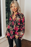 Black Ruffled Collar Floral Blouse