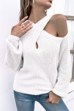 Crisscross Halter Cold Shoulder Lantern Sleeve Sweater