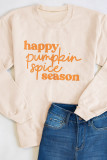 Beige Letter Print Pullover Graphic Sweatshirt