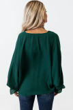 Green Flared Cuff Bishop Sleeve Blouse