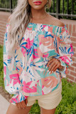 Multicolor Floral Print Off Shoulder Blouse