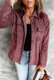 Front Pocketed Button Ribbed Textured Shacket