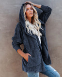 Hooded Plush Wool Coat With Pockets