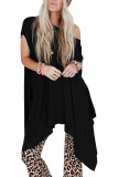 Cold Shoulder Black Cover Up Loose Top