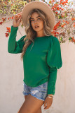 Green Satin Cuffed Sleeve Shirt