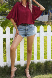 Ruffle Sleeves Plain Button Shirts Unishe Wholesale