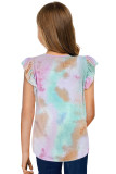 Multicolor Tie-dye Ruffled Little Girls' Tank