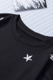 Striped Star Print Patchwork Long Sleeve Top