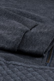 Gray Quilted Patch Half Zipper Sweatshirt