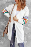 White Striped Balloon Sleeve Cardigan