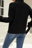 Plain Turtle Neck Tie Sleeves Knit Sweaters