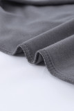 Color Block Long Sleeves Gray Pullover Top